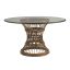 Latitude 54" Round Warm Brown Wood & Glass Transitional Dining Table