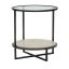 Harlow Transitional Chairside Table with Glass Top and Stone Shelf