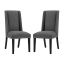Elegant Gray Leather Upholstered Side Chair with Wooden Legs
