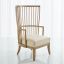 Adelaide Handcrafted Beige Leather Spindle Wing Chair