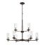 Elegant Minimalist 9-Light Brushed Bronze Chandelier with Clear Glass Shades