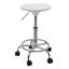 Sleek Adjustable White Acrylic Studio Stool with Chrome Footring and Wheels