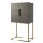 Contemporary Gray Travers Embossed Leather Bar Cabinet with LED