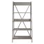 Gray Pine Wood 68" Ladder Bookshelf with Metal X-Back