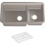 Matte Taupe 34" Double Basin Undermount Kitchen Sink with Accessories