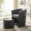 Streamlined Gray Faux Leather Barrel Armchair with Ottoman