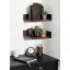 Walnut Brown Floating Corner Wood Wall Shelf Set