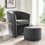 Gray Velvet and Wood Accent Chair with Ottoman