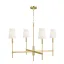 Burnished Brass 4-Light Chandelier with White Linen Shades