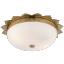 Rachel Floral Natural Brass Flush Mount with White Glass