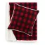 Red Plaid Cotton Sherpa Reversible Throw Blanket and Pillow Set