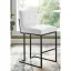 Privy Geometric Black Stainless Steel Tufted Bar Stool in White