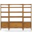 Landon Mid-Century Acorn Wood 3pc Etagere Bookcase Set