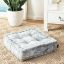 Gray Velvet Square Floor Pillow with Handle