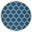 Navy Blue Round Courtyard-Inspired Synthetic Area Rug - 7'10"