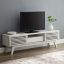 Mid-Century Modern White 59" TV Stand with Slatted Doors