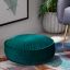 Emerald Green Round Velvet Floor Pillow with Handle