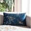 Navy Blue Floral Blossom Rectangular Accent Pillow