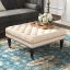 Isabelle 35" Tufted Linen Ottoman with Nailhead Accents