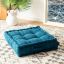 Dark Turquoise Velvet Tufted Square Floor Pillow