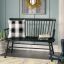 Transitional Black Wooden Spindle Back Bench with Splayed Legs