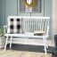 Farmhouse White Painted Solid Wood Entryway Bench