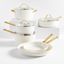 Cream and Gold 10-Piece Ceramic Nonstick Cookware Set