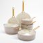 Taupe and Gold 10-Piece Anodized Nonstick Cookware Set