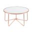 Small Round Copper and Frosted Glass Coffee Table