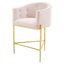 Savour Saddle Style 26'' Pink Velvet and Gold Metal Counter Stool
