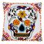 White 18" Square Sugar Skull Embroidered Pillow Cover