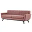 Pink Velvet Tufted Sofa with Removable Cushions, 91"