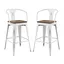 Promenade Vintage White Metal and Bamboo 41" Bar Stool Set