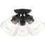 Montgomery Hand-Blown Glass 3-Light Black Flush Mount