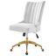 Elegant Gold White Metal Swivel Office Chair with Tufted Velvet