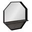 Gray and Black Octagon Wall Mirror with Shelf