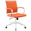 Orange Mesh and Leather Swivel Task Chair with Metal Frame