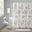 Gray Botanical Floral Print Shower Curtain with Liner