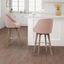 Pearce Elegant Pink Swivel Counter Stool with Reclaimed Grey Wood Legs