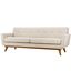 Engage 90.5'' Plush Tufted Sofa with Cherry Rubberwood Legs in Beige