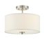 Brushed Nickel 2-Light Drum Semi-Flush Ceiling Fixture