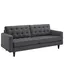 Empress Gray Tufted Fabric Sofa with Solid Wood Legs