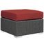 Sojourn 25'' Canvas Red Sunbrella Outdoor Ottoman with Synthetic Rattan Weave