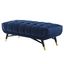 Navy Tufted Velvet Bench with Gold Tapered Birch Legs