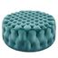 Amour Sea Blue Velvet Tufted Round Ottoman, 40"