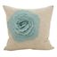 Medium Off-White Square Pillow with Aqua 3D Flower