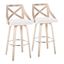 Charlotte 30" White Wash Wood Swivel Barstools - Set of 2