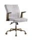 Vintage White Top Grain Leather Swivel Executive Chair