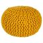 Mustard Hand-Knitted Wool Pouf with Polyester Filling