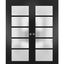 84 x 84 Matte Black Frosted Glass 5-Panel Pocket Doors